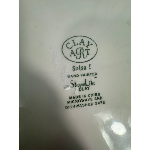 Clay Art “Salsa!” Hand Painted StoneLite Clay Serving Plate Mexican Fiesta - Picture 4 of 4